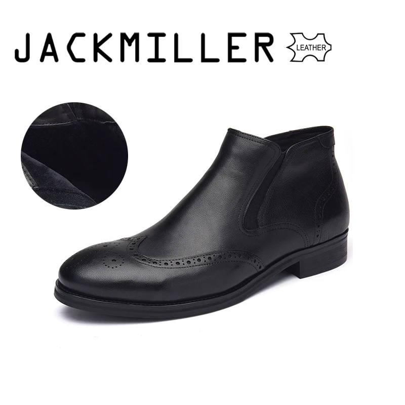 Jackmiller/Брендовые мужские ботинки; сезон весна-осень; мужские кожаные ботинки из коровьей кожи; Осенняя обувь черного цвета на резиновой подошве с боковой молнией