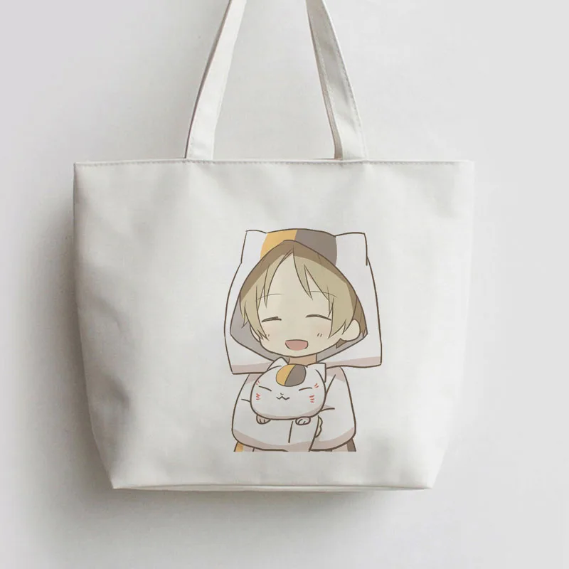 

Natsume Takashi Hugged Sensei Japanese Anime Canvas Tote bags Cartoon Shopping bag Bag AN103