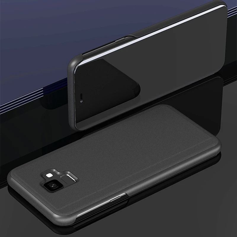 

Smart Flip Stand Mirror Case For Samsung Galaxy J6 Prime Case Clear View PU Leather Cover For Samsung Galaxy J6 Prime Case