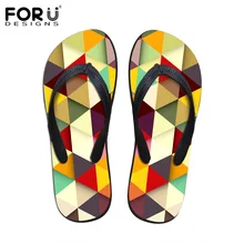 FORUDESIGNS 3D Геометрические Смешанные Цвета Дизайн Тапочки Летние Мужчины Пляжные Шлепанцы Человек Резиновые Нескользящей Мягкие Шлепанцы для мужской