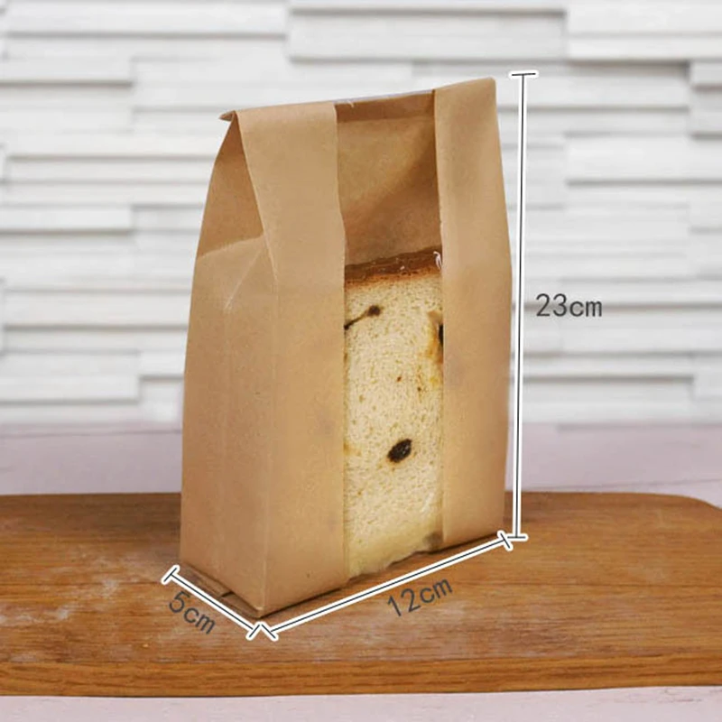 Food Grade Kraft Paper Bread Bags Window Open Size Small For 4 Food Grade Kraft Paper Bread Bags Window Open Size Small For 4 Pieces Toast Takeout Oilproof Puff Bag Fast Ng 50pc In Dinnerware Sets From