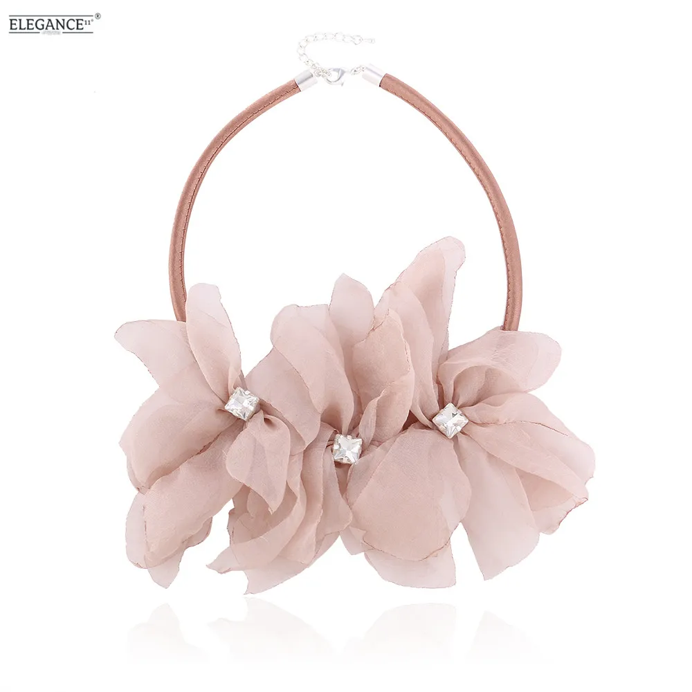 

Elegance Women Choker Necklace Big Flower Fashion Rhinestones Necklaces For Girl Jewelry Wedding Accessories Gift Wholesale