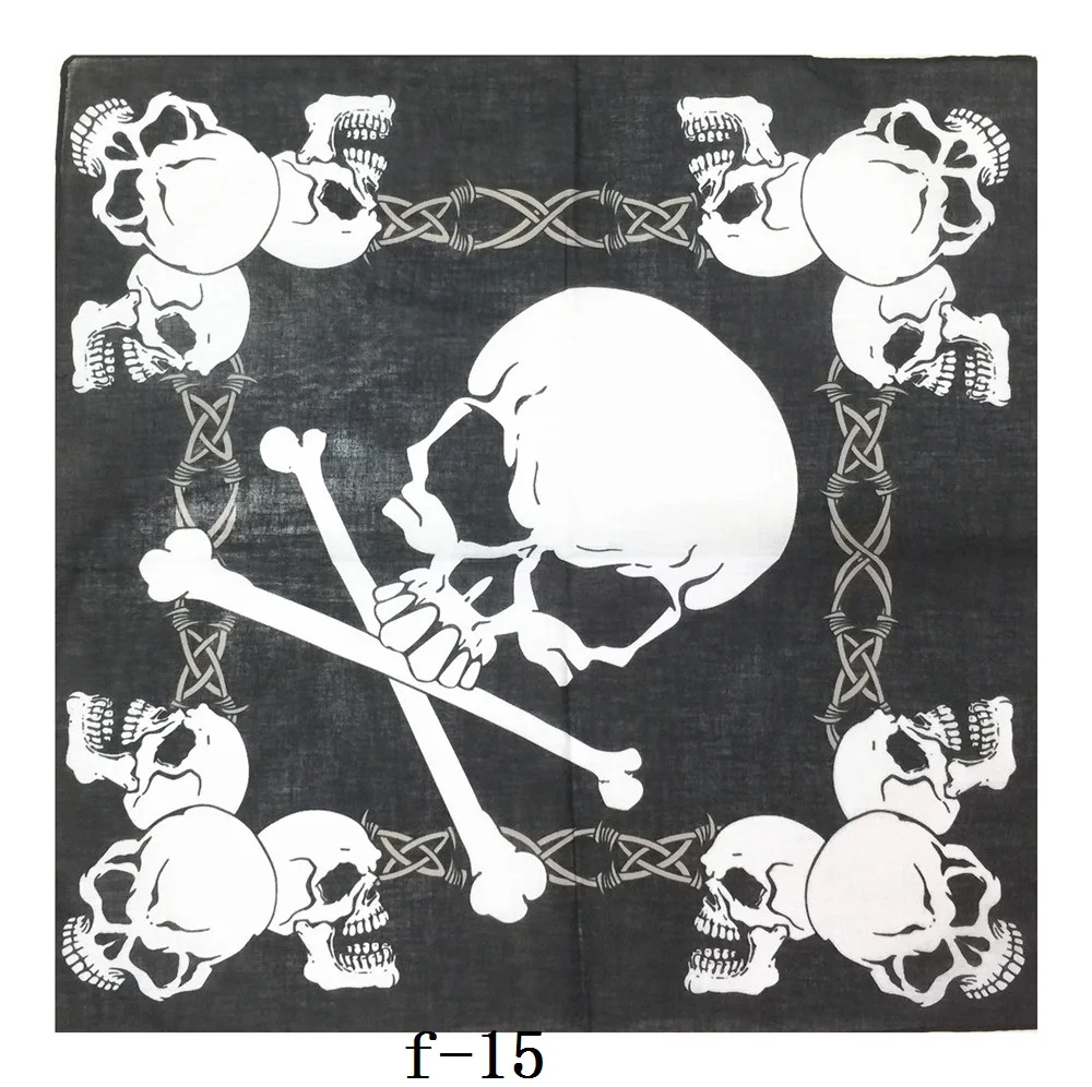 New Fashion 55*55cm Hip Hop Cool Biker Cycling Cotton Black Skull Bandana Skull Headbands Headwear for Men mens blanket scarf
