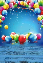 Laeacco деревянный пол мультфильм воздушные шары детский день рождения фотографии фоны индивидуальные фотографические фоны для фотостудии