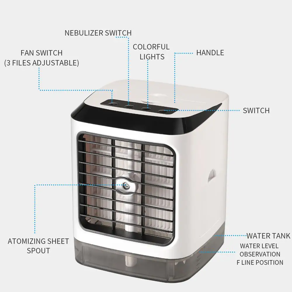 Охладитель воздуха небольшой Кондиционер мини-вентиляторы летний портативный кондиционер пульт дистанционного управления небольшой космический кулер персональный USB Настольный