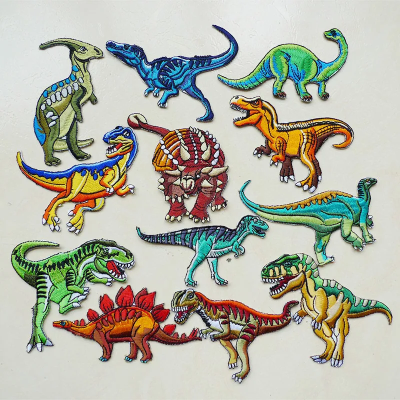

1 Pcs 3D Dinosaur Embroidery Jurassic Park Iron on Patches for Clothing DIY Stripes Appliques Clothes Stickers Animals Badges