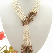 Красивые! 4" 3 Strds жемчуг и Кеши зерновой жемчуг ожерелье