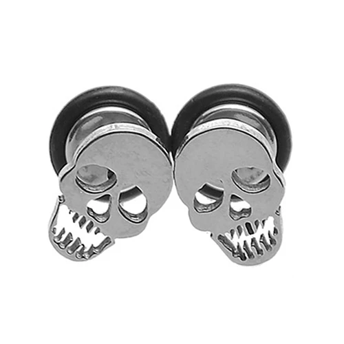 

2015 New Fashion 1 Pair Men's Women's Punk Gothic Stainless Steel Barbell Skull Ear Studs Earring
