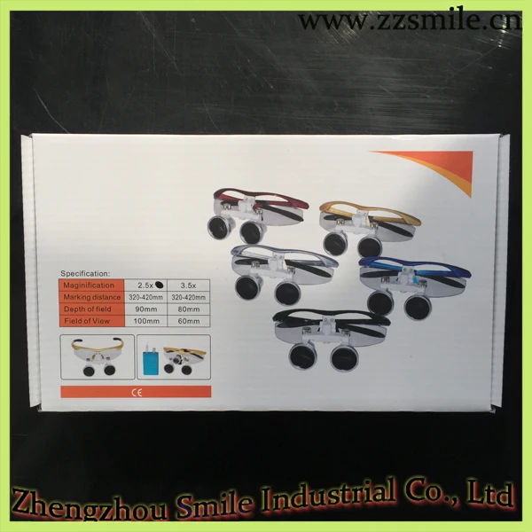 Пластиковые 2.5X стоматологические лупы с батареей/320-420 мм рабочее расстояние портативные Хирургические лупы с головным светом