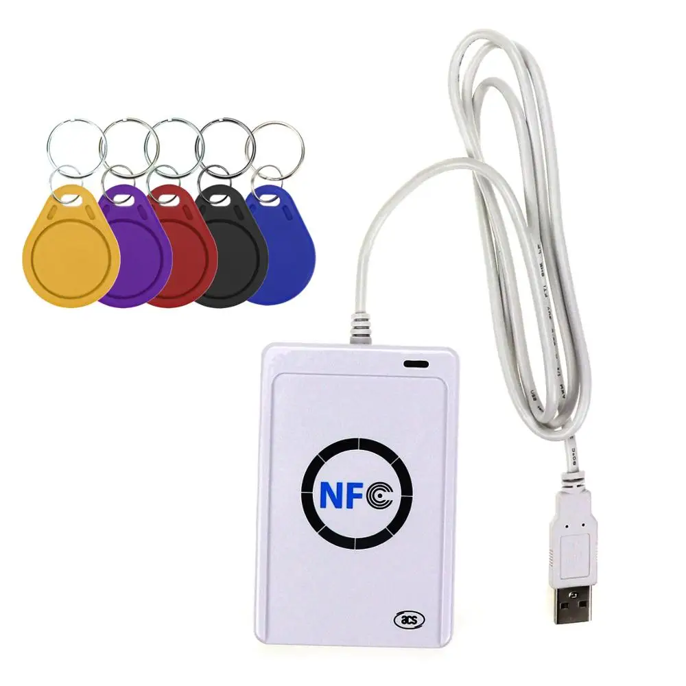 NFC ACR122U RFID считыватель смарт-карт Писатель Копир Дубликатор записываемый клон программное обеспечение USB S50 13,56 МГц ISO 14443+ 5 шт. UID тег - Цвет: with 5 Keys