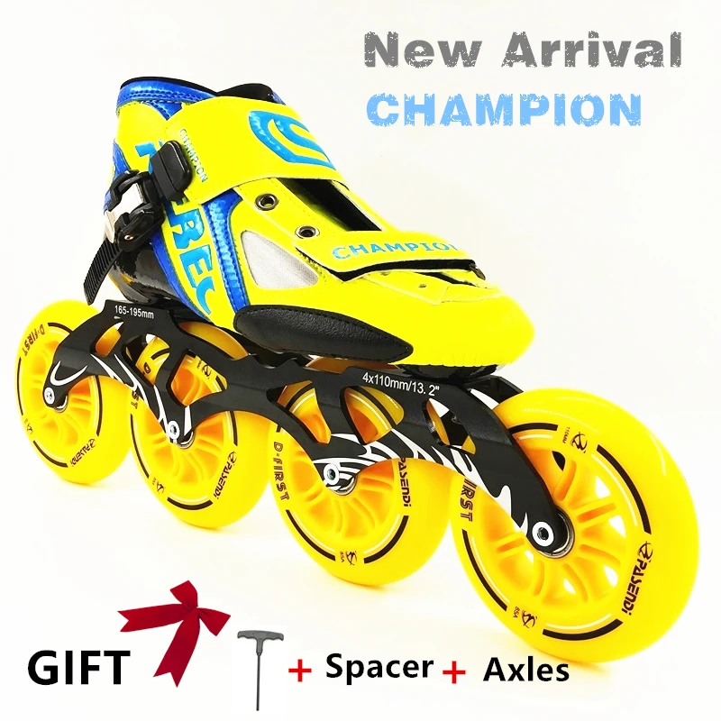 جديد وصول المهنية سباق سرعة التزلج أحذية النساء الرجال كبيرة 4*110 ملليمتر عجلات الأسطوانة تزلج مضمنة التزلج الأحذية الكبار الاطفال الأحذية