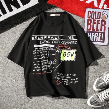 

2019 Summer NewKoreanVersionOf TheTrendOfEuropean AndAmerican Couples Large Size Original Hip Hop Harajuku Short-sleeved T-shirt