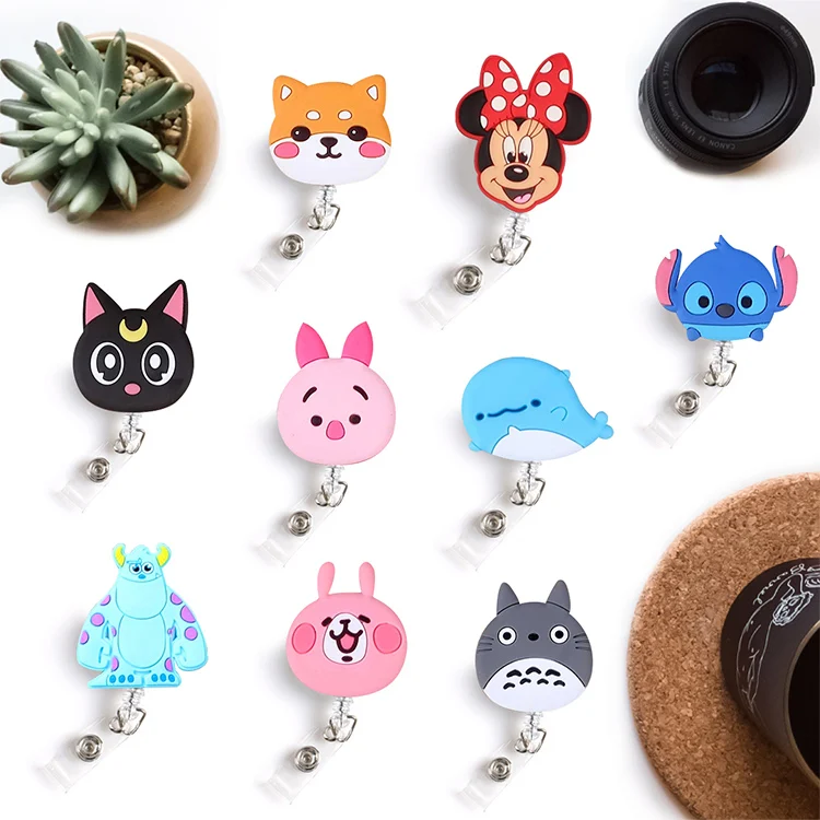 Wholesales 50pcs/lot Cartoon Retractable Badge Holder lanyards Silica