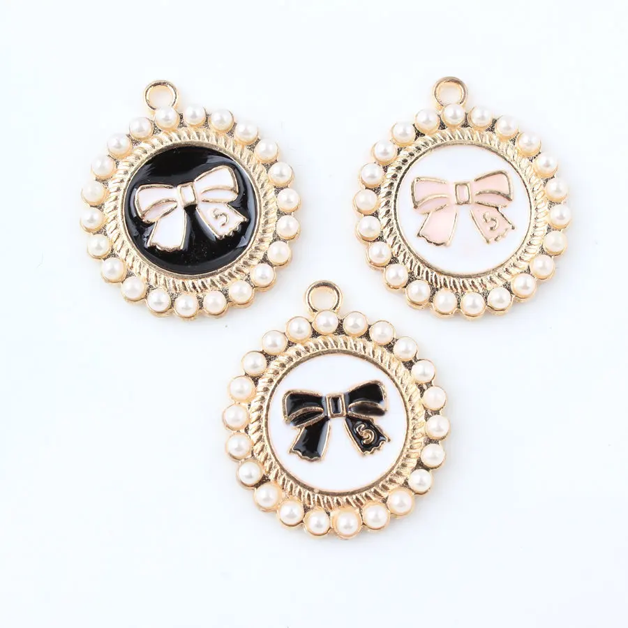 

20Pcs/lot Fashion Colorful Drop Oil Enamel Charm Bow Knot Charms Pendant for DIY Jewelry Bracelet Necklace Making