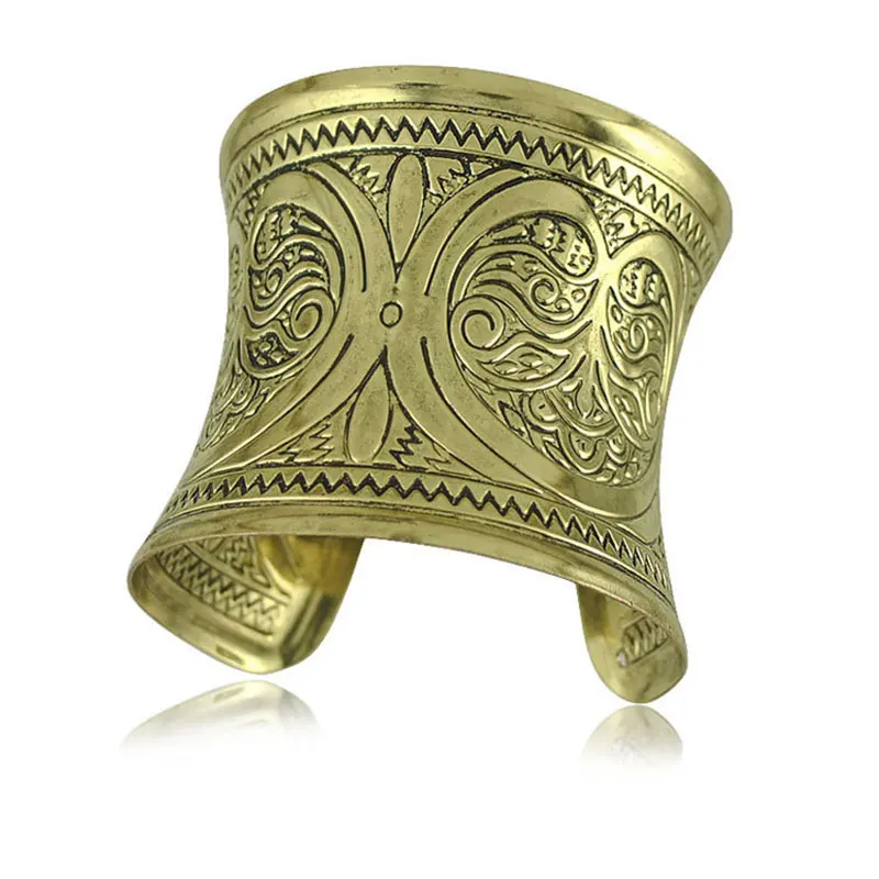 F.I.N.S Винтажный Золотой Цвет Браслет из ювелирного сплава Античная бронзовая большая широкие Открытые Браслеты на запястье браслеты для женщин индийские ювелирные изделия - Окраска металла: Antique Gold Color
