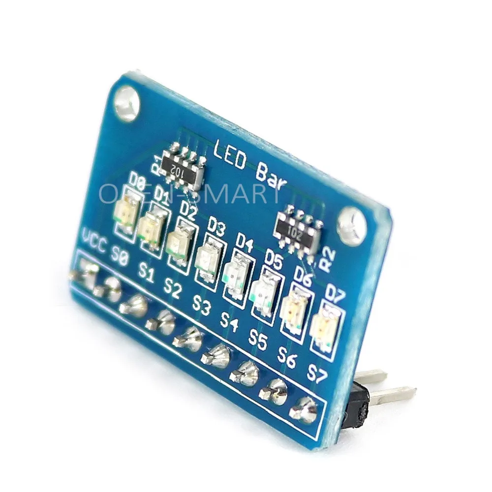 LED Battery Level Display Module 8 Bit LED Bar Marquee LED Display Module with 4 Kinds of Color Low level can Llight for MCU IO Test Indicator for Arduino