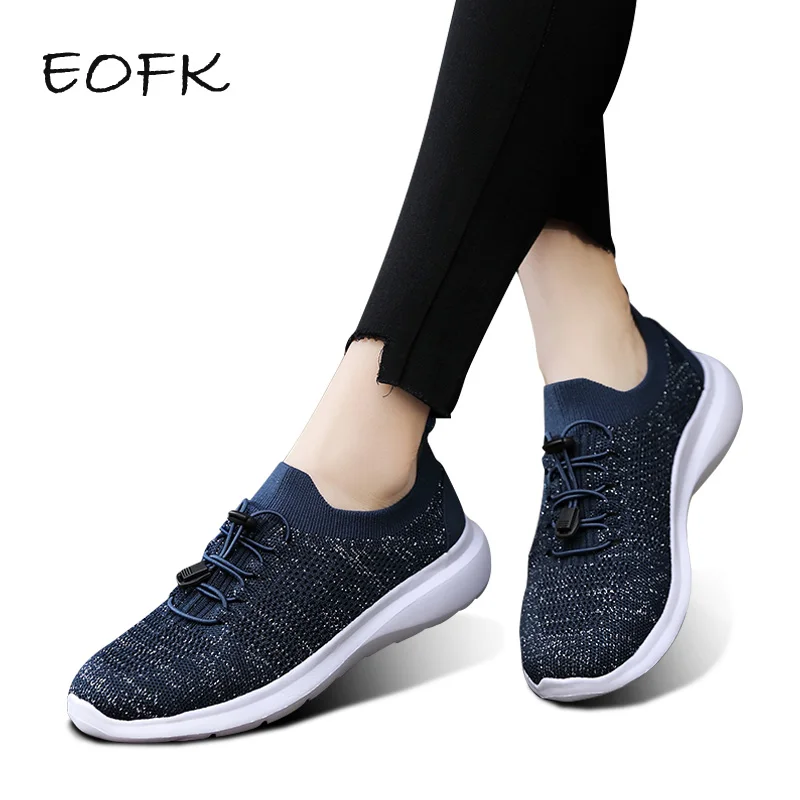 

EOFK Women Sneakers Shoes Woman 2019 Plus Size New Lace Up Solid Casual Women' Flat Shoes Breathable High Quality Ladies Shoes