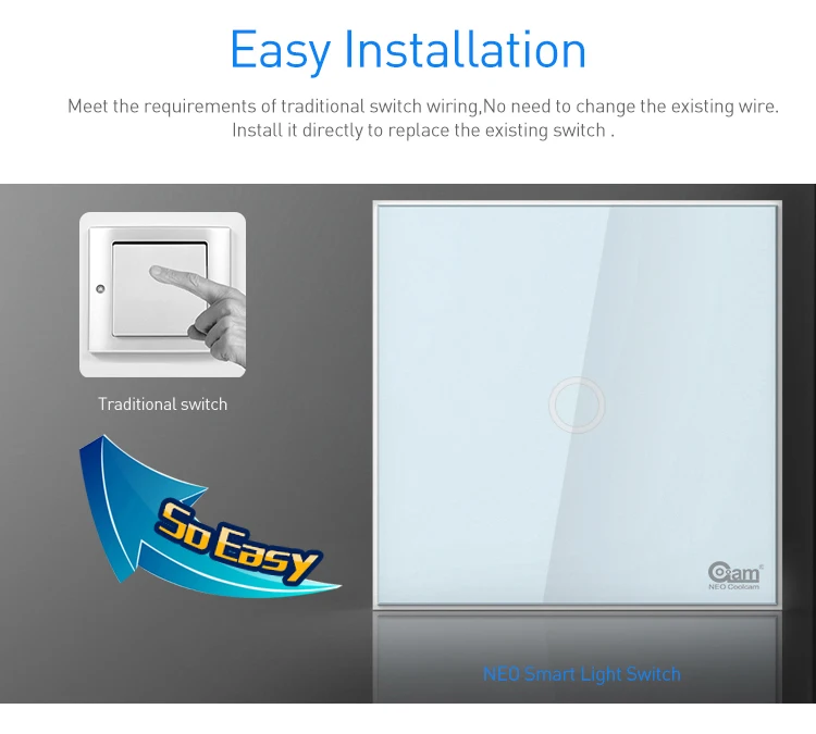 НЕО Coolcam умный дом Z-Wave плюс 1CH ЕС выключатель света Совместимость с Z-wave серии 300 и серии 500 домашней автоматизации