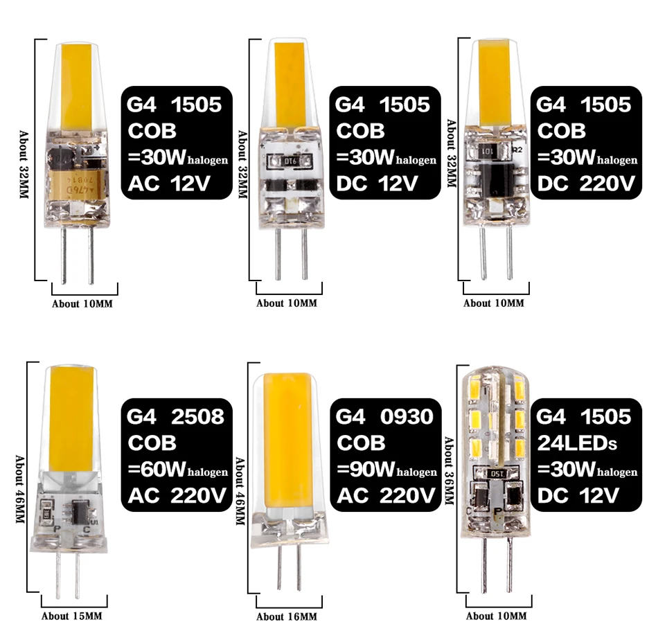 G4 G9 E14 Светодиодная лампа с затемнением освещения AC DC 12 В 220 В 3W 6 Вт 9 Вт COB SMD заменить галогенные лампы прожектор Bombillas люстра