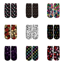 PLstar Cosmos, забавные готические носки с принтом черепа, летние модные 3D хлопковые носки, цветные теплые короткие носки, женские носки, высокое качество-8