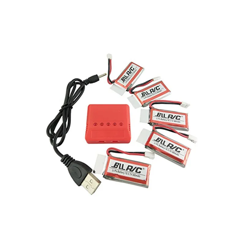 5PCS * 3.7V 380mAh 25C Battery + 5-1 USB Charger for Hubsan X4 H107C /H107D / X11C RC Quadcopter Spare Parts battery | Фото- и