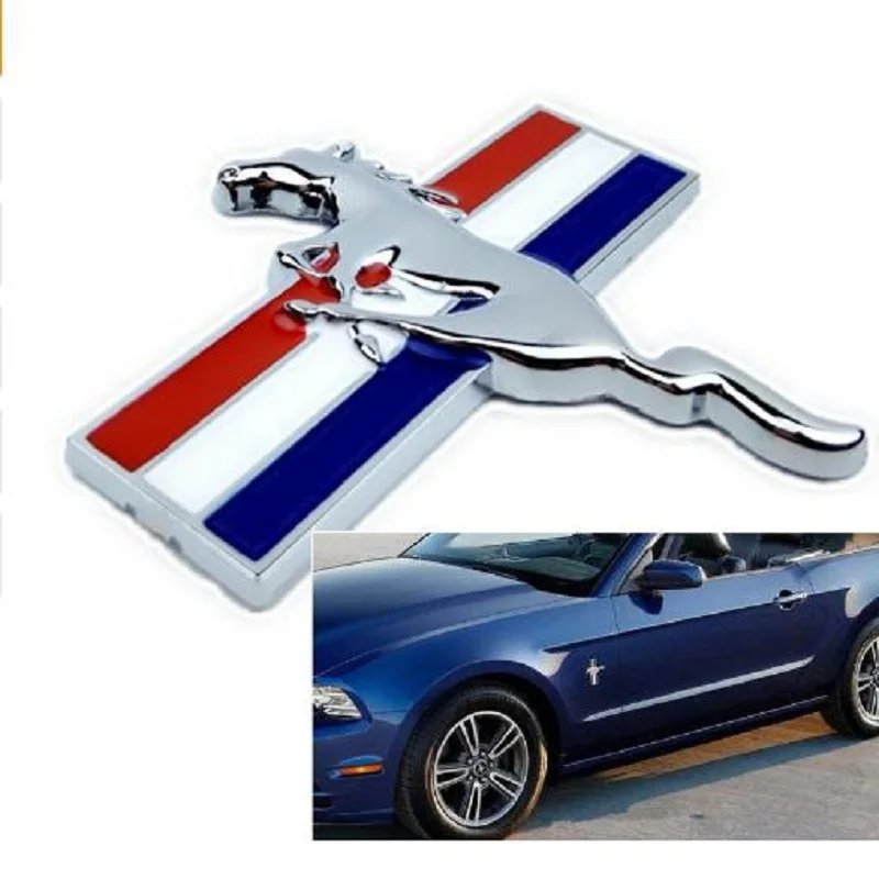 2xRunning Horse Pony Badge Logo Emblem Fender 3D Decal Stickers For Ford Mustang
