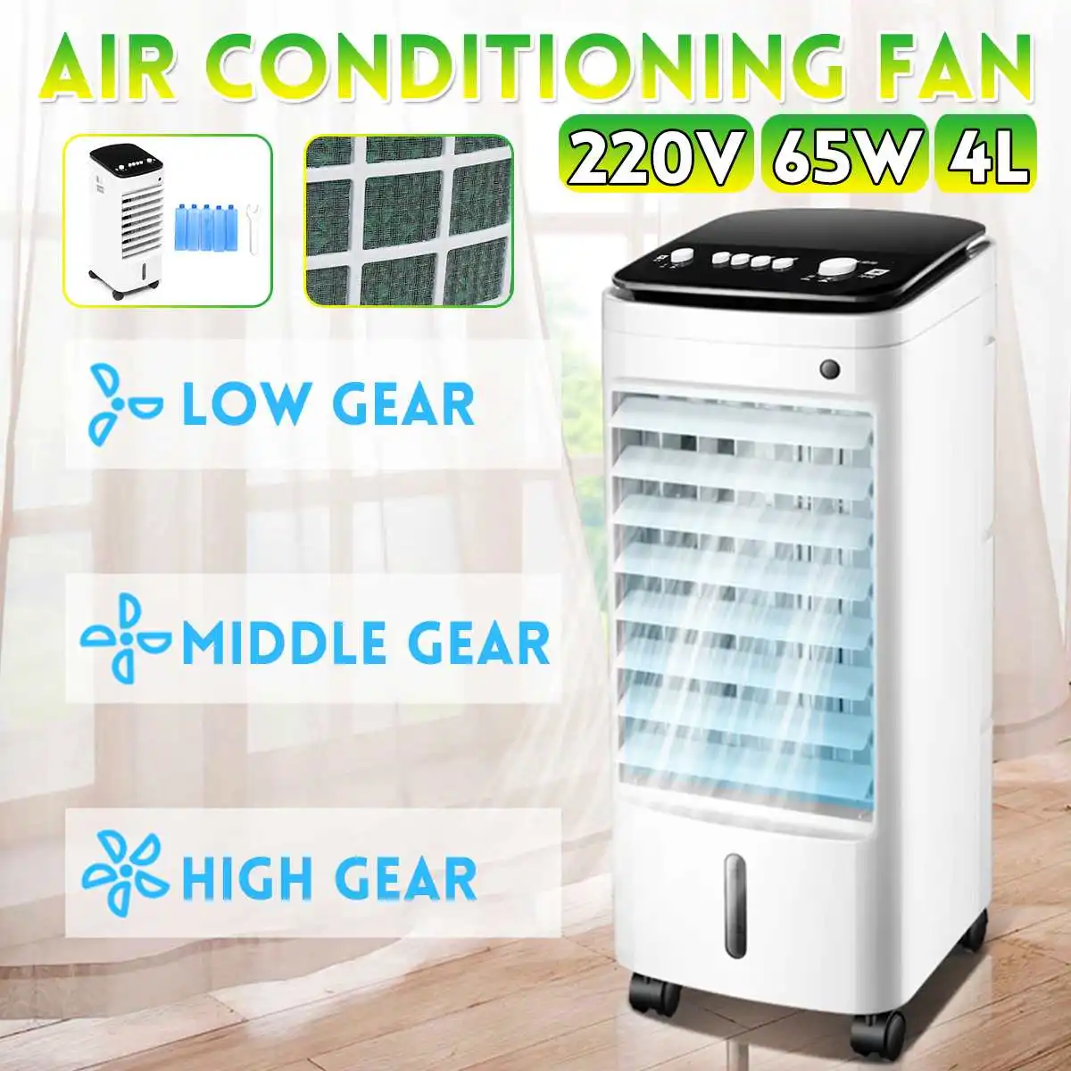 

New 65W 3 Speeds Portable Air Conditioner Fan Summer Cooler Cooling Fan Household Humidifier Air Conditioning Air Conditioner