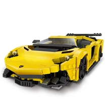 Simulação 1:15 escala alemanha touro logotipo lambor reventon amarelo relâmpago super carros esportivos moc bloco modelo tijolos coleção brinquedo