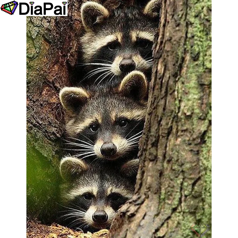 

DIAPAI 100% Full Square/Round Drill 5D DIY Diamond Painting "Animal raccoon" Diamond Embroidery Cross Stitch 3D Decor A20745