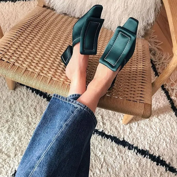 Marni Buckle Mules Women Pumps High Heels Pink Silk Strange Heel Women