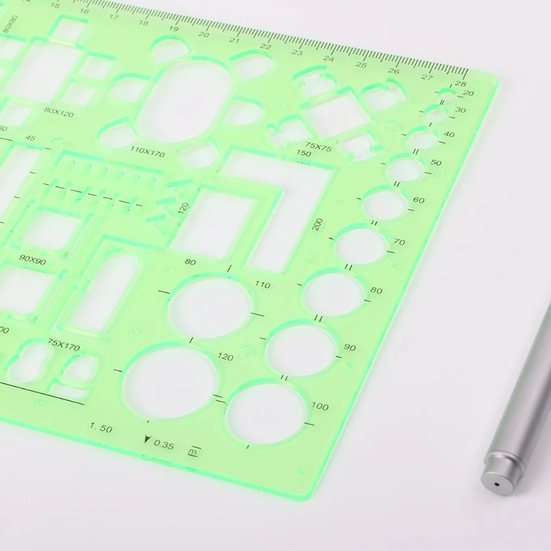 Пластиковая линейка круги квадратный геометрический Шаблон Линейка трафарет измерения студентов Канцтовары Школьные Аксессуары