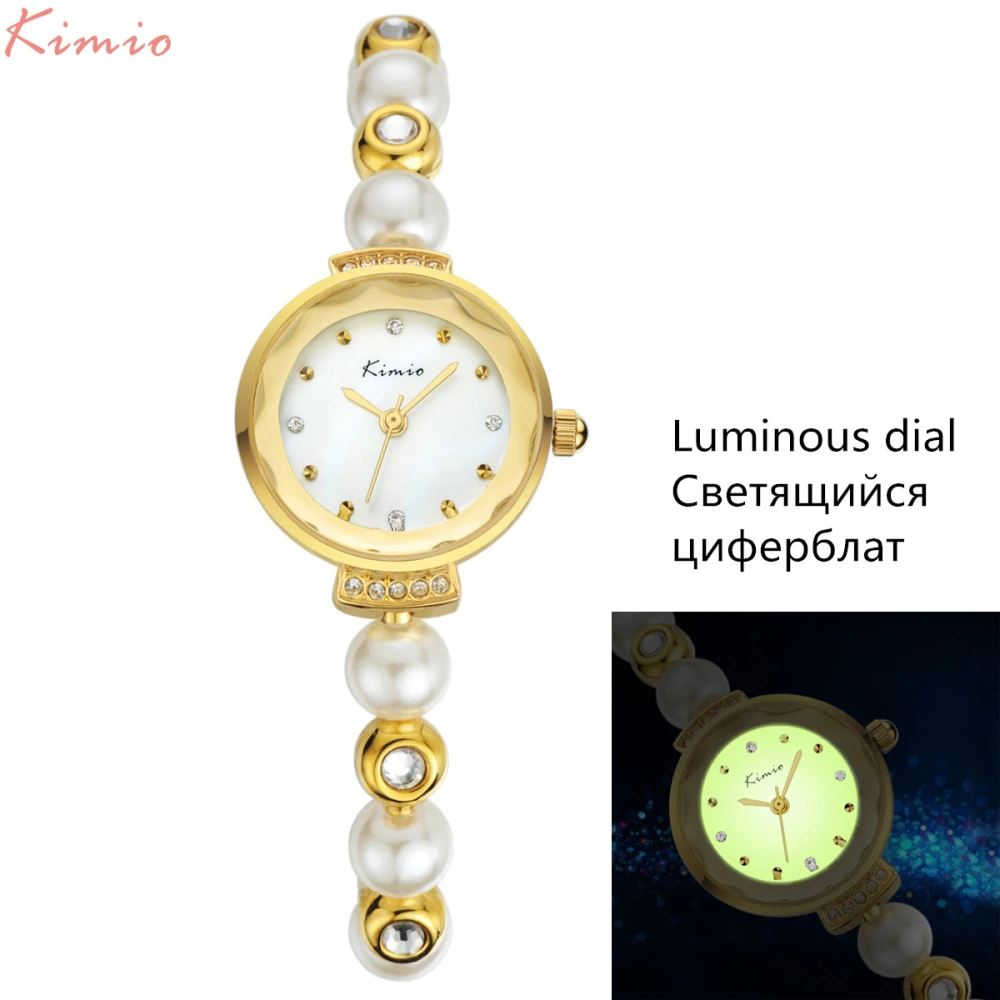 Prix pour Kimio imitation perles bracelet lumineux cadran de mode montres femmes strass unique dames montres top marque de luxe montre-bracelet Prix pour Kimio imitation perles bracelet lumineux cadran de mode montres femmes strass unique dames montres top marque de luxe montre-bracelet