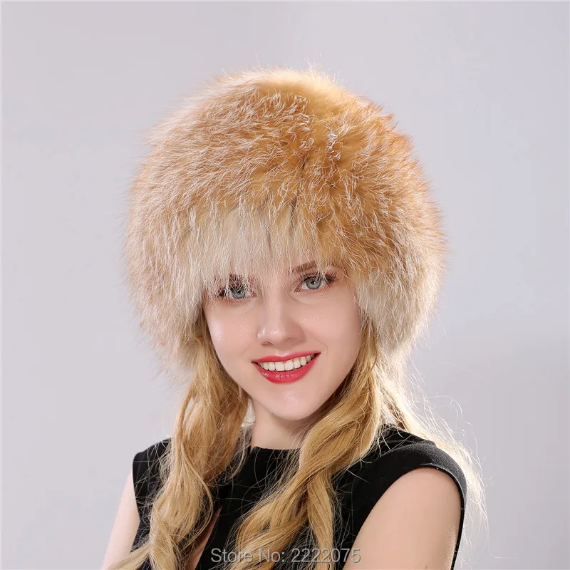 Женская зимняя меховая шапка из натурального меха лисы, вязаные шапки из меха серебристой лисы, женские шапки