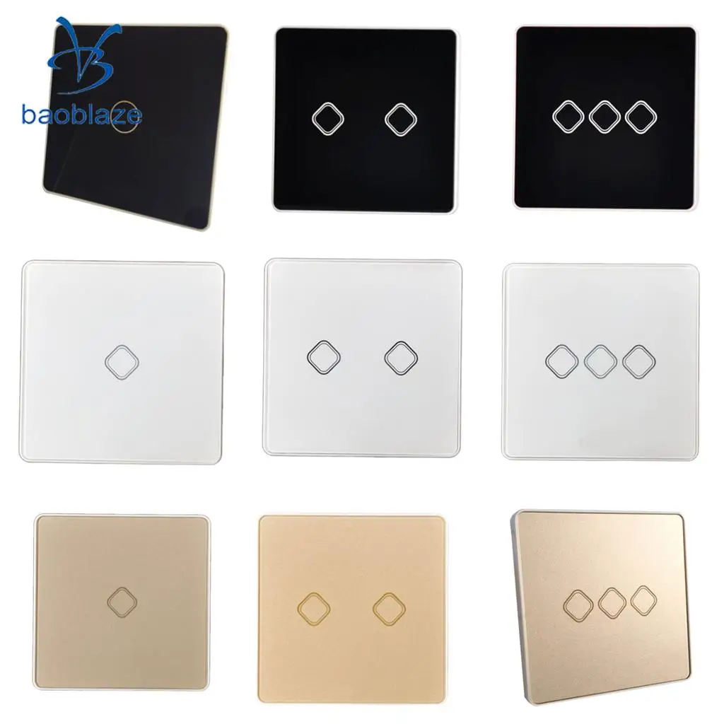 Baoblaze Modern Tempered Glass Touch Wall Light Switch Lamp Switch 1/2