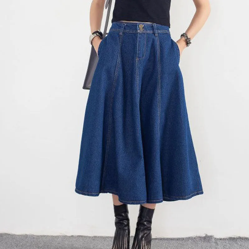 2017 new large size new retro button waist umbrella skirt denim a word autumn 2017 new large size new retro button waist umbrella skirt denim a word autumn