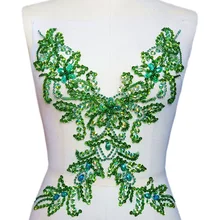 Уникальный богиня бисером пришить стразы, блестки аппликация, кристаллы, нашивки зеленые свадебные Emboridery свадебные декоративные для ткани