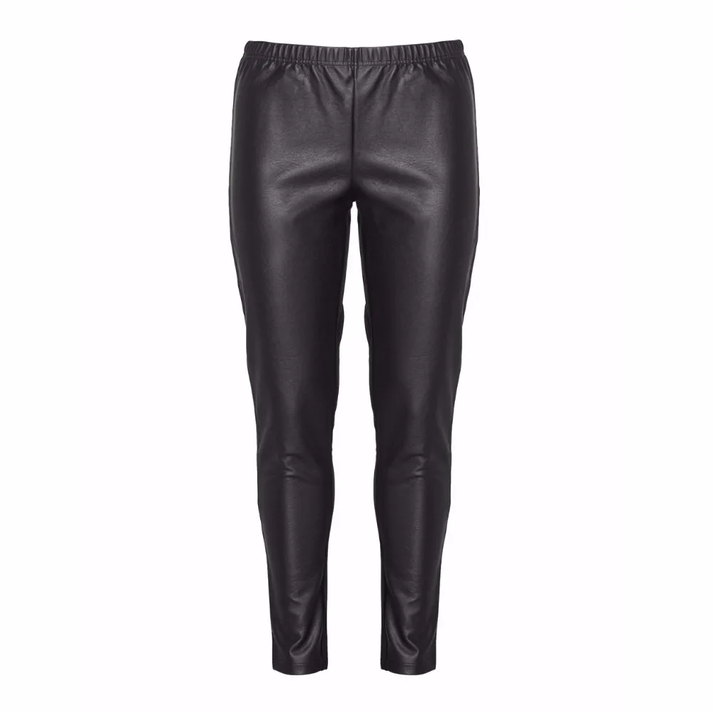 XXL 8XL Novelty Large Size Women PU Leather Mix Material Slim Skinny Pencil Pants Long Trousers 
