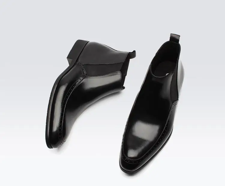 Sculpté D'affaires Pour Brogue D'aile Chaussures Robe VéritableHomme Designer De Courtes Bout Chelsea Hommes Marque Cuir Bottines Mâle Black Oxford CexBdroW
