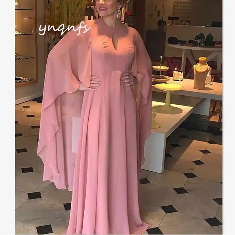 YNQNFS шифоновые платья длинный плащ/плащ рукава платье Vestido торжественное платье мать невесты MD358 - Цвет: No 32 dusty rose