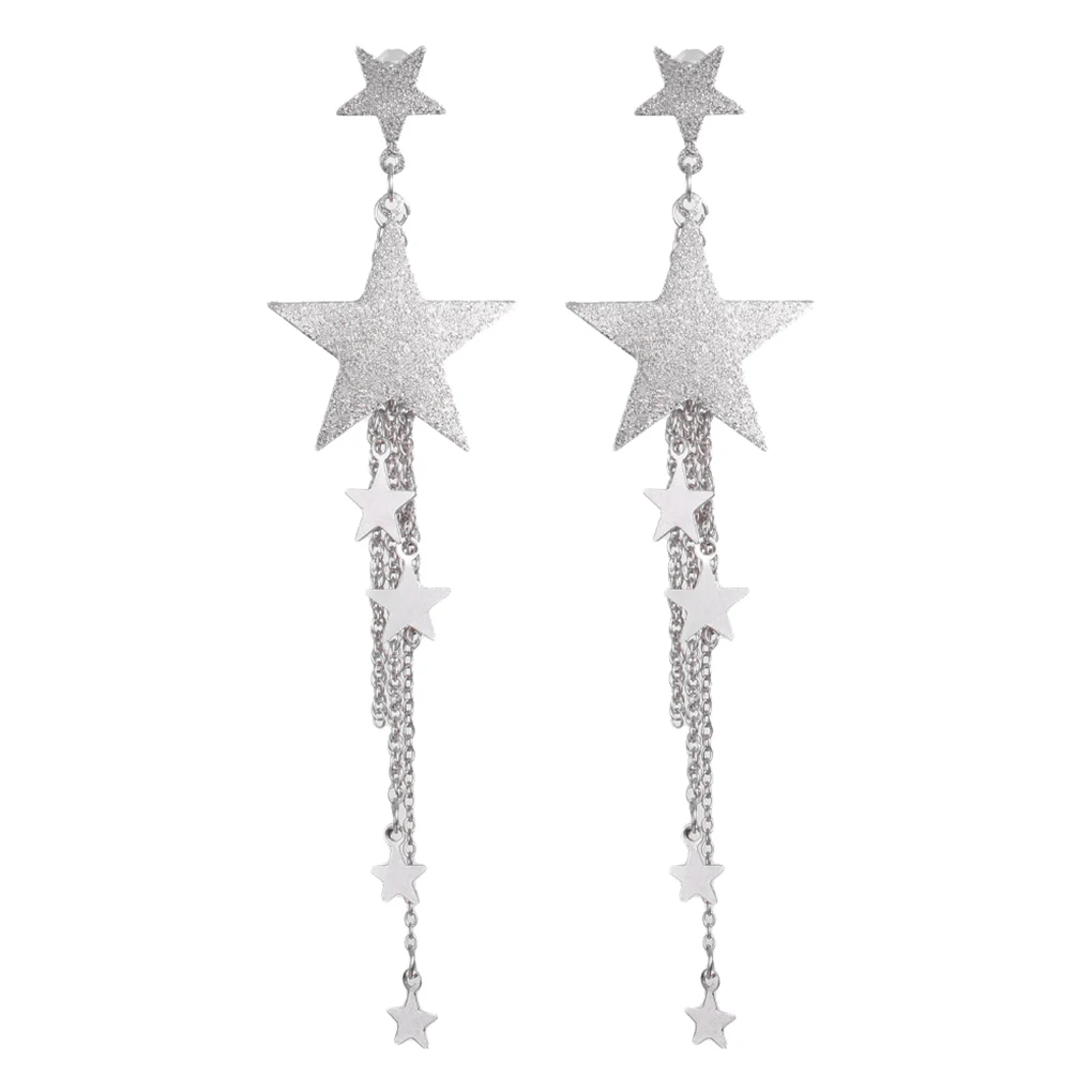

Women Girls Star Dangle Earring Hoop Long Tassel Eardrop Simple Elegant Geometric Ear Stud Jewelry Gift