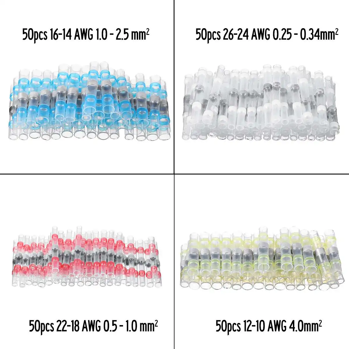 Водонепроницаемая термоусадочная трубка для подключения 50 шт./компл. термоусадочная пайка тубсе рукав прикладочная проволока соединители набор клемм