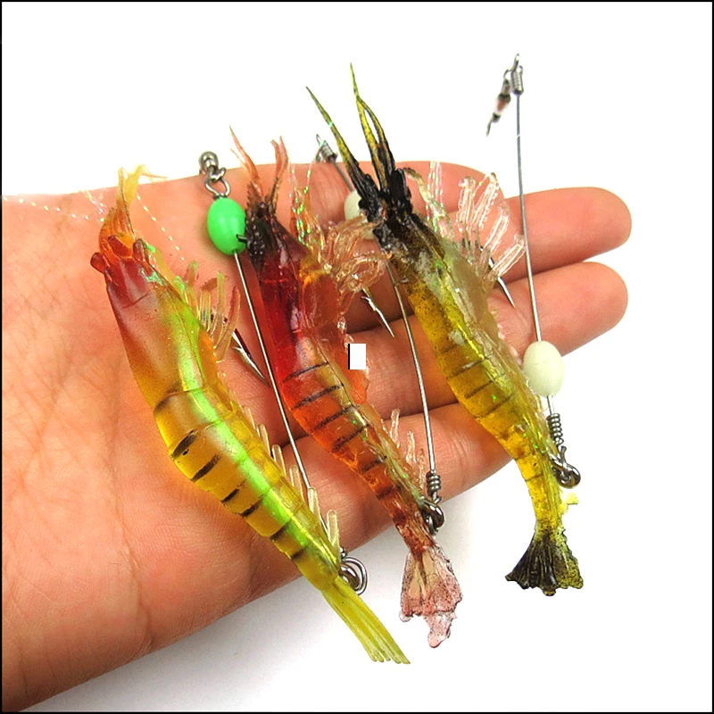 

5pcs/lot 10cm/6g shrimp hook bait soft simulation lures boat fishing rig main perch black yellow croaker soft bait