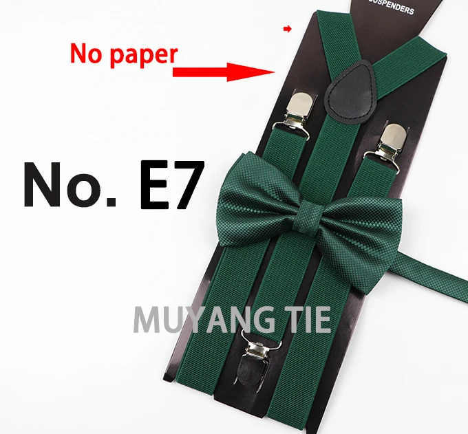 Soild Color Man Polyester Belt Bow Tie Set Woman Men's Suspenders Butterfly Clip-on Y-Back Braces Elastic Women Adjustable