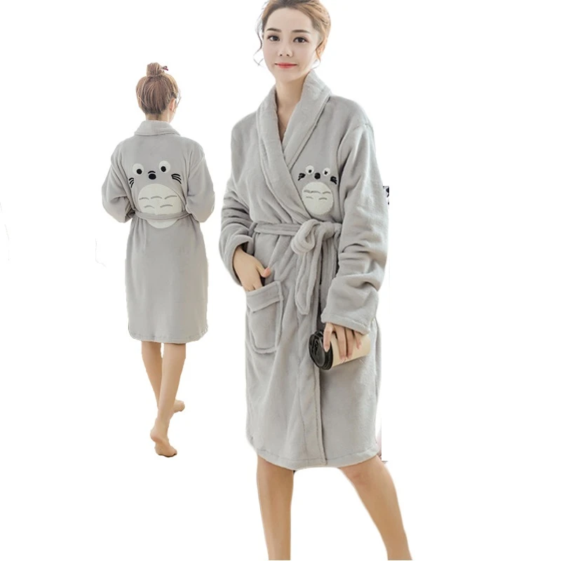 Totoro Bademantel Robe Mit Kapuze Fur Frauen Morgenmantel Warmen Bademantel Korallen Fannel Bademantel Bademantel Peignoir Femme Bain Robe Ladies Robes Robes For Womenbath Robe Aliexpress