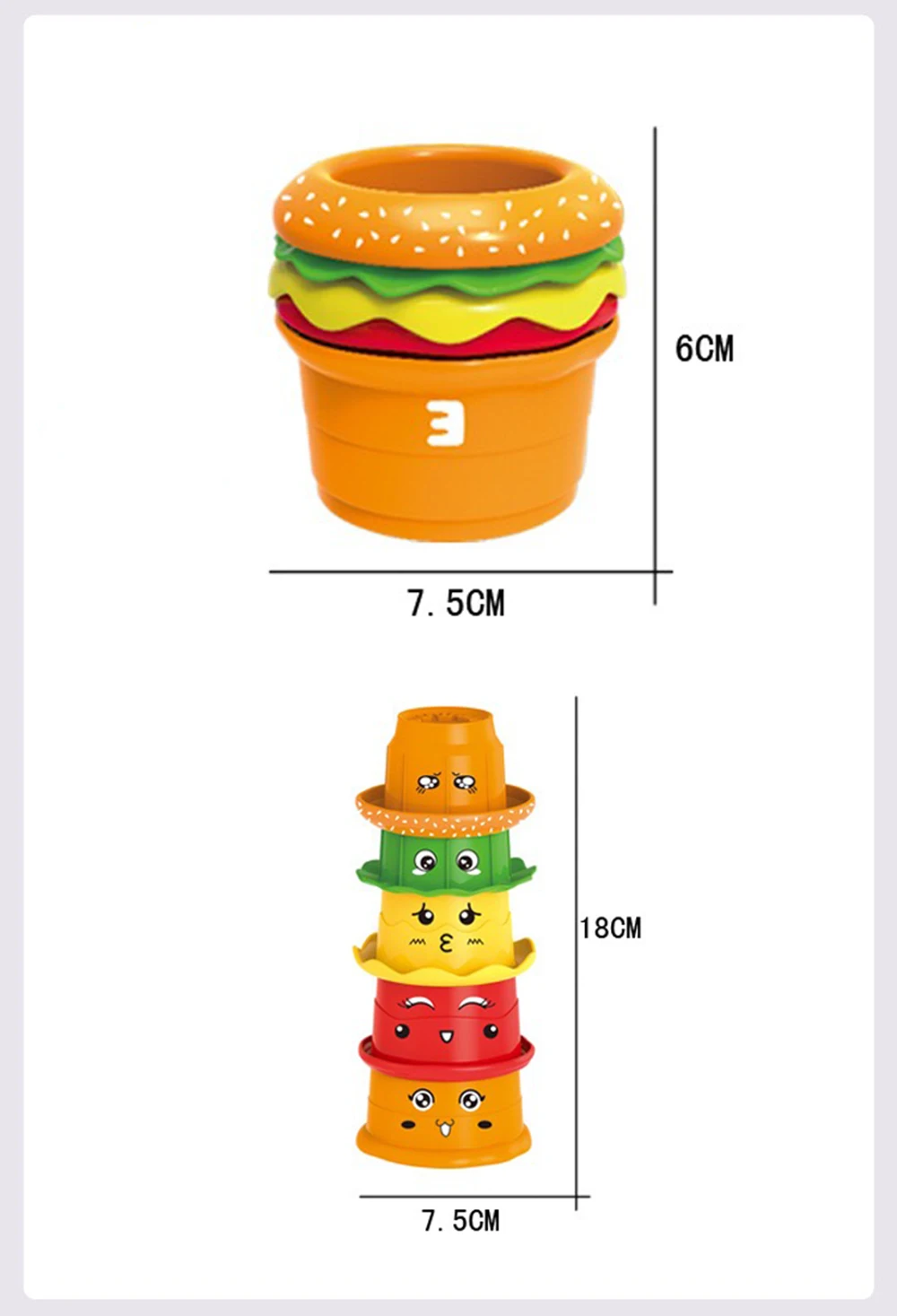 5 шт. штабелирование чашек набор гамбургеров для ванной игрушки детские развивающие игрушки для детей Детская ванна, бассейн пляжные игрушки