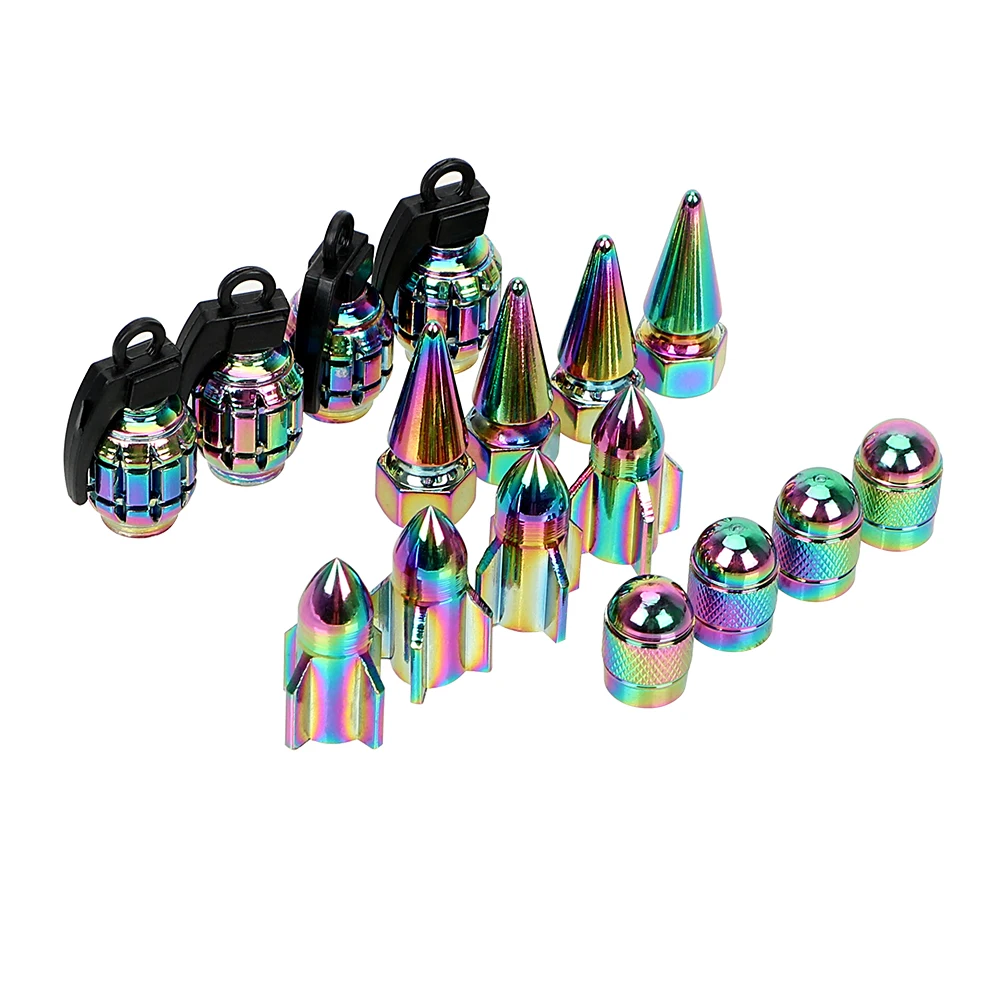Car Wheel Dust Covers Neon Lights Color Car Tire Valve Caps Tire Rim Valve Wheel Stem Cap 4