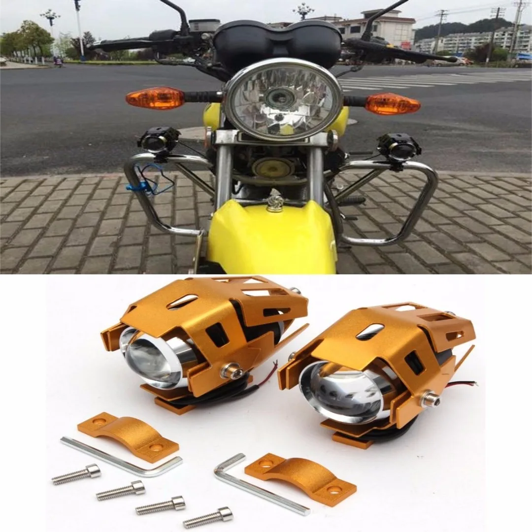 2pcs/set U5 Motorcycle Bike LED Headlight Fog Driving Spot Light Lamp White