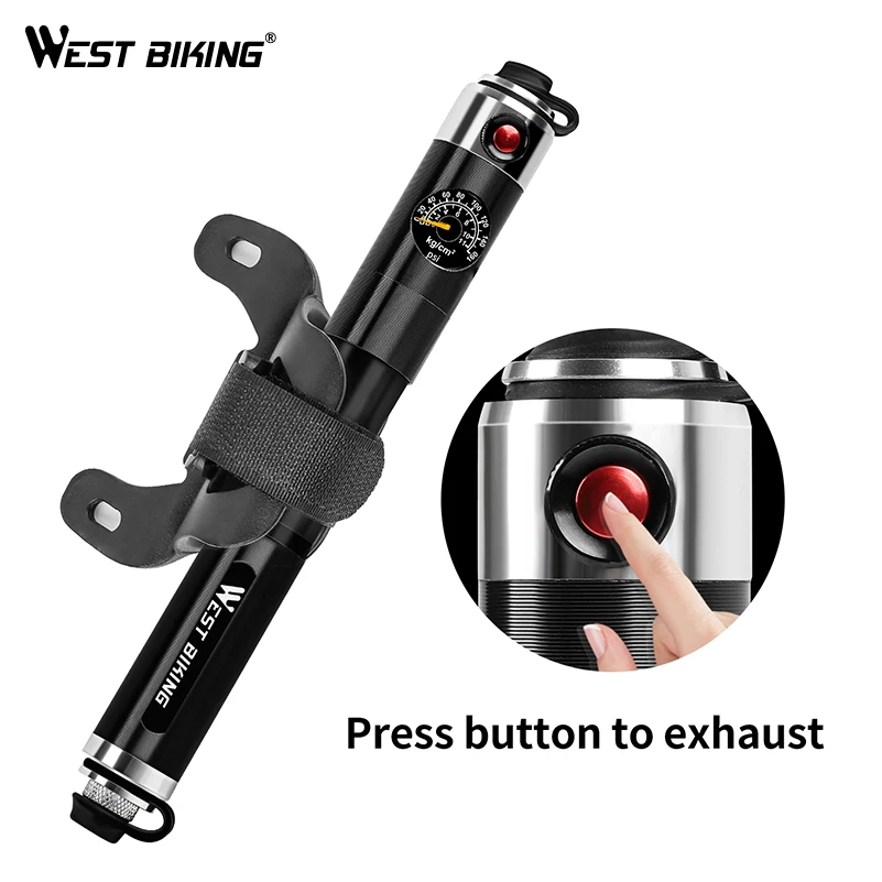 WEST BIKING Портативный Велосипедные насосы 160Psi Давление Schrader (Шрадер) ультралегкий
