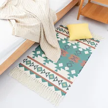 Скандинавский хлопковый тканый ковер с бахромой, ковер для спальни, покрывало, коврик, простой современный Настольный коврик, кухонный коврик 60x90 см, украшение для дома