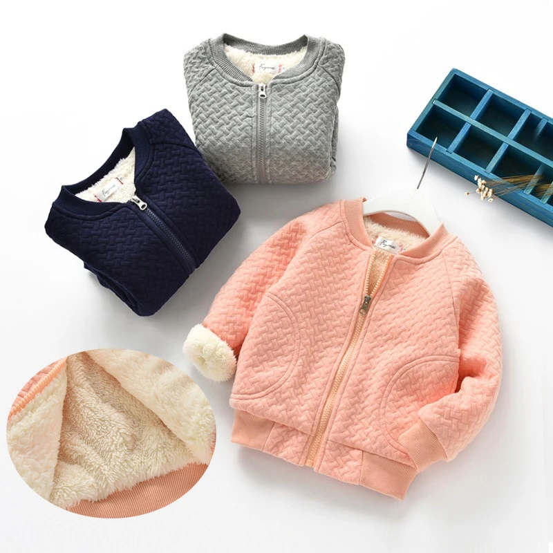 

BibiCola Winter Warm Baby Boys Girls Coats Jacket For Boys Girls Warm Plus Velvet Thicken Clothing Cardigan Children Outerwear